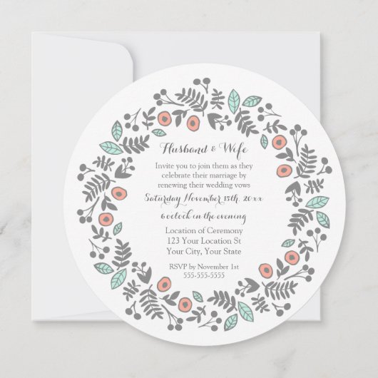 Coral Aqua Gray  Now Renewal Uitnodiging (Achterkant)