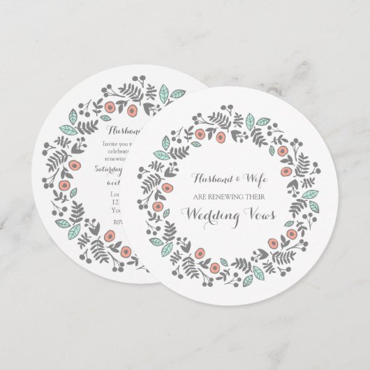 Coral Aqua Gray  Now Renewal Uitnodiging (Voorkant / Achterkant)