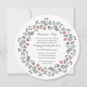 Coral Aqua Gray  Now Renewal Uitnodiging