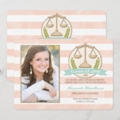 Coral Aqua Scales of Justice Law School Afstuderen Kaart (Voorkant / Achterkant)