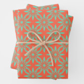Coral Aquamarine Flower Seamless Pattern Inpakpapier Vel (In situ)