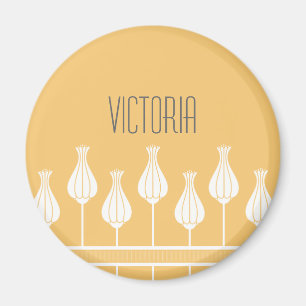 Coral Art Deco Floral Magnet