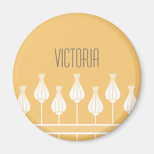 Coral Art Deco Floral Magnet (Voorkant)