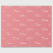 Coral Background Name Girly Elegant Name Cadeaupapier (Vlak)