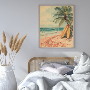 Coral Bay Droomlandschap – Vintage Tropisch Strand Poster