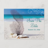 Coral Beach Bewaar de datum Destination Wedding Ka Aankondigingskaart (Voorkant)