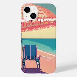 Coral Beach Chair, paraplu, Blauwgroen strand Case-Mate iPhone 14 Hoesje