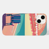Coral Beach Chair, paraplu, Blauwgroen strand Case-Mate iPhone Case (Achterkant (horizontaal))