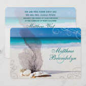 Coral Beach Destination Wedding Invitations Kaart (Voorkant / Achterkant)