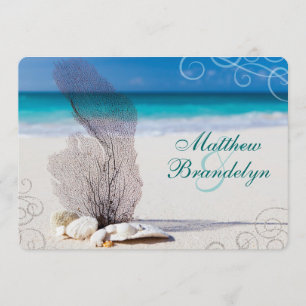 Coral Beach Destination Wedding Invitations Kaart