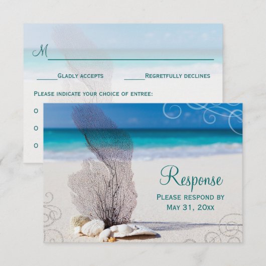 Coral Beach Destination Wedding RSVP (Voorkant / Achterkant)