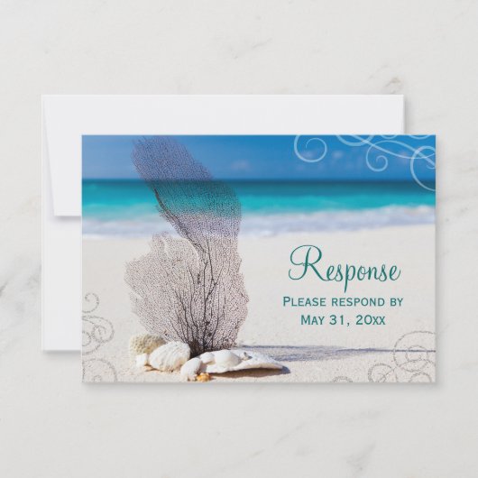 Coral Beach Destination Wedding RSVP Kaartje (Voorkant)