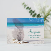 Coral Beach Destination Wedding RSVP Kaartje (Staand voorkant)