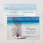 Coral Beach Destination Wedding RSVP Kaartje (Voorkant / Achterkant)
