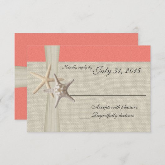 Coral Beach en Burlap Response Kaart (Voorkant / Achterkant)