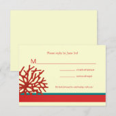 Coral Beach RSVP-reactiekaart RSVP Kaartje (Voorkant / Achterkant)