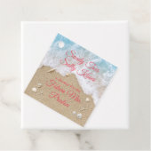 Coral Beach Waves Sandy Toes Vrijgezellenfeest Bedankjes Labels (In situ)