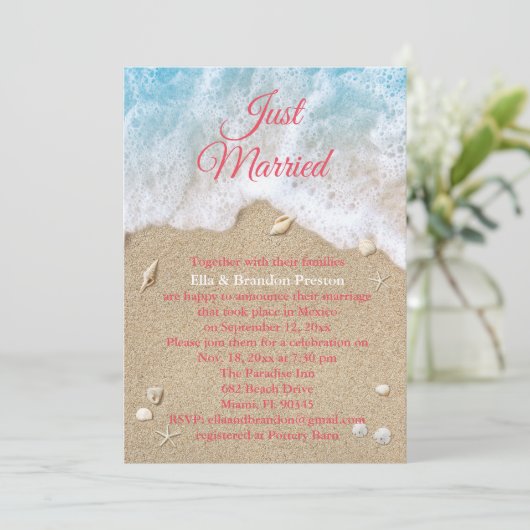 Coral Beach Waves trouwt gewoon na het huwelijk Kaart (Staand voorkant)