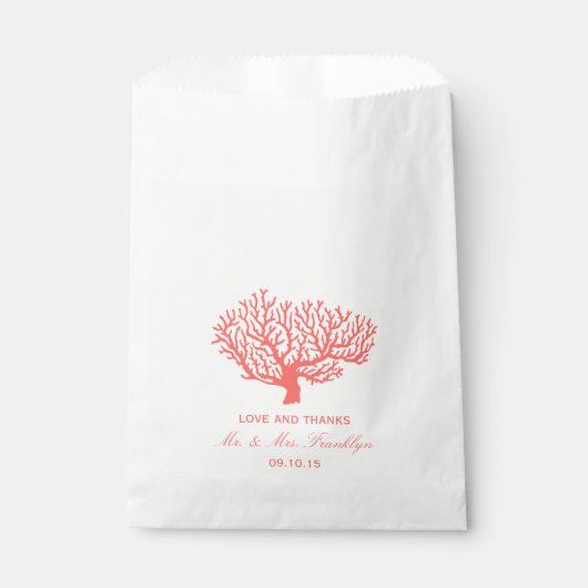 Coral Beach Wedding Favor Bag Bedankzakje (Voorkant)