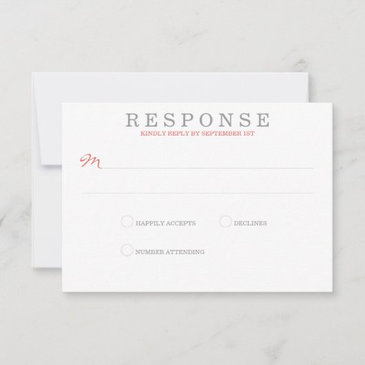 Coral Beach Wedding RSVP Kaartje (Voorkant)