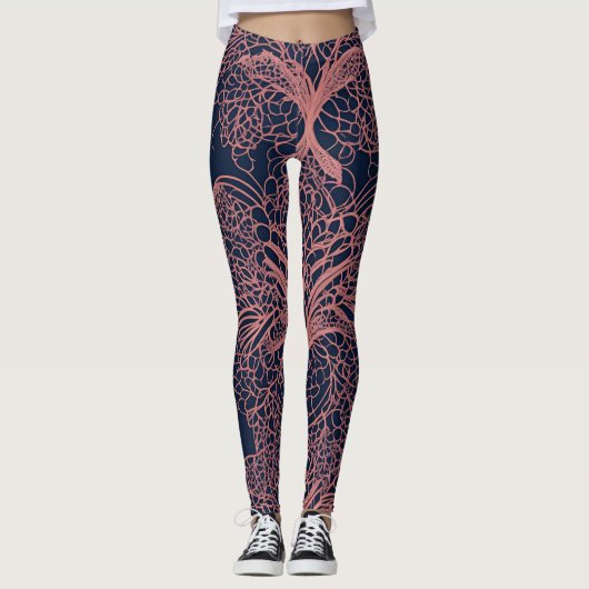 Coral Beige AI art Leggings (Voorkant)