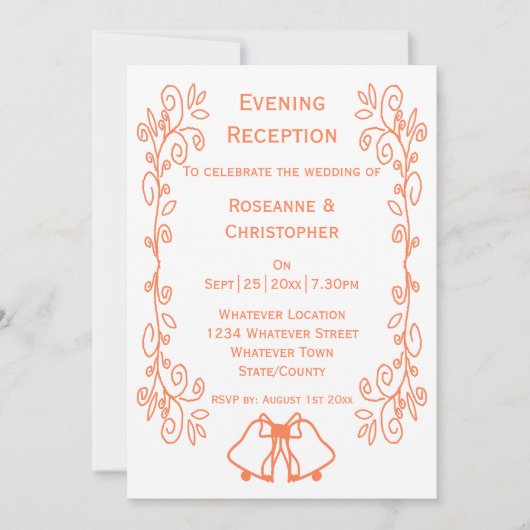 Coral Bells Scrollwork bruiloft receptie Kaart (Voorkant)