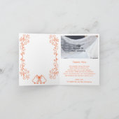 Coral Bells Scrollwork Ontwerp Wedding Bedankkaart (Binnen)