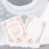 Coral Bells Scrollwork Ontwerp Wedding Kaart