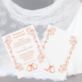 Coral Bells Scrollwork Ontwerp Wedding Kaart