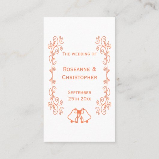 Coral Bells Scrollwork Ontwerp Wedding Plaatskaartje (Achterkant)