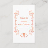 Coral Bells Scrollwork Ontwerp Wedding Plaatskaartje (Voorkant)