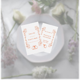 Coral Bells Scrollwork Ontwerp Wedding Plaatskaartje