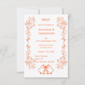Coral Bells Scrollwork Ontwerp Wedding RSVP Kaartje (Voorkant)