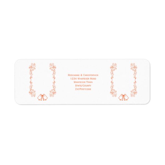 Coral Bells Scrollwork Wedding Retouradres Etiket (Voorkant)