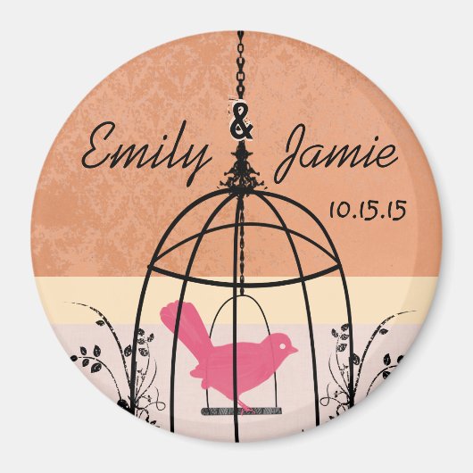 Coral Bird Cage Wedding Magnets of Customize Magneet (Voorkant)