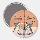 Coral Bird Cage Wedding Magnets of Customize Magneet (Voorkant / Achterkant)