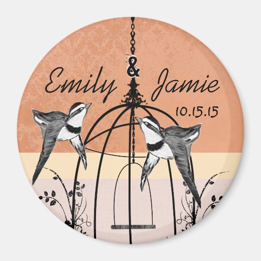 Coral Bird Cage Wedding Magnets of Customize Magneet (Voorkant)