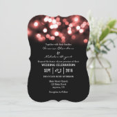 Coral Black Bokeh Glitter Lights Wedding Invites Kaart (Staand voorkant)
