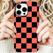 Coral Black Checkerboard Case-Mate iPhone Case