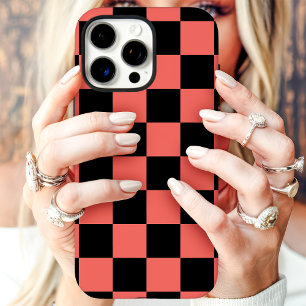 Coral Black Checkerboard iPhone 16 Pro Max Hoesje
