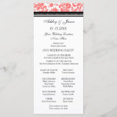 Coral Black Damask Wedding Program Programmakaart (Achterkant)