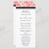 Coral Black Damask Wedding Program Programmakaart (Voorkant / Achterkant)