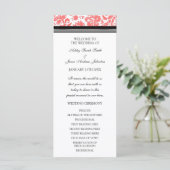 Coral Black Damask Wedding Program Programmakaart (Staand voorkant)