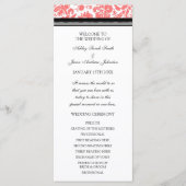 Coral Black Damask Wedding Program Programmakaart (Voorkant)