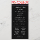 Coral Black Damask Wedding Program Programmakaart (Achterkant)