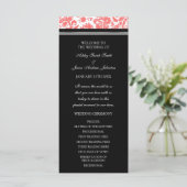 Coral Black Damask Wedding Program Programmakaart (Staand voorkant)