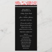 Coral Black Damask Wedding Program Programmakaart (Voorkant)