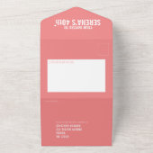 Coral Black drie foto's 40th Birthday party All In One Uitnodiging (Buitenkant)