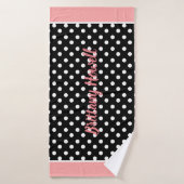 Coral Black en White Polka Dots Custom Bath Towel Badhanddoek (Badhanddoek)
