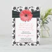 Coral Black Gerbera Daisy Bridal Shower Kaart (Staand voorkant)